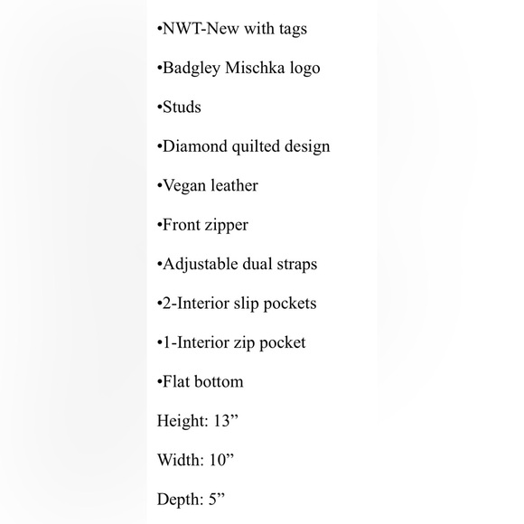 Badgley Mischka Quilted Backpack NEW with tags - Picture 6 of 6